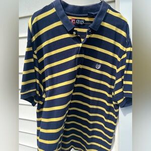 chaps navy blue and yellow striped polo shirt